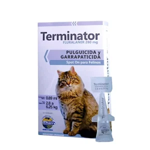 Cherry Terminator Pipeta Antipulgas Y Garrapatas (Fluralaner 280mg) 0.89ml Para Gatos 2.8 A 6.25kg