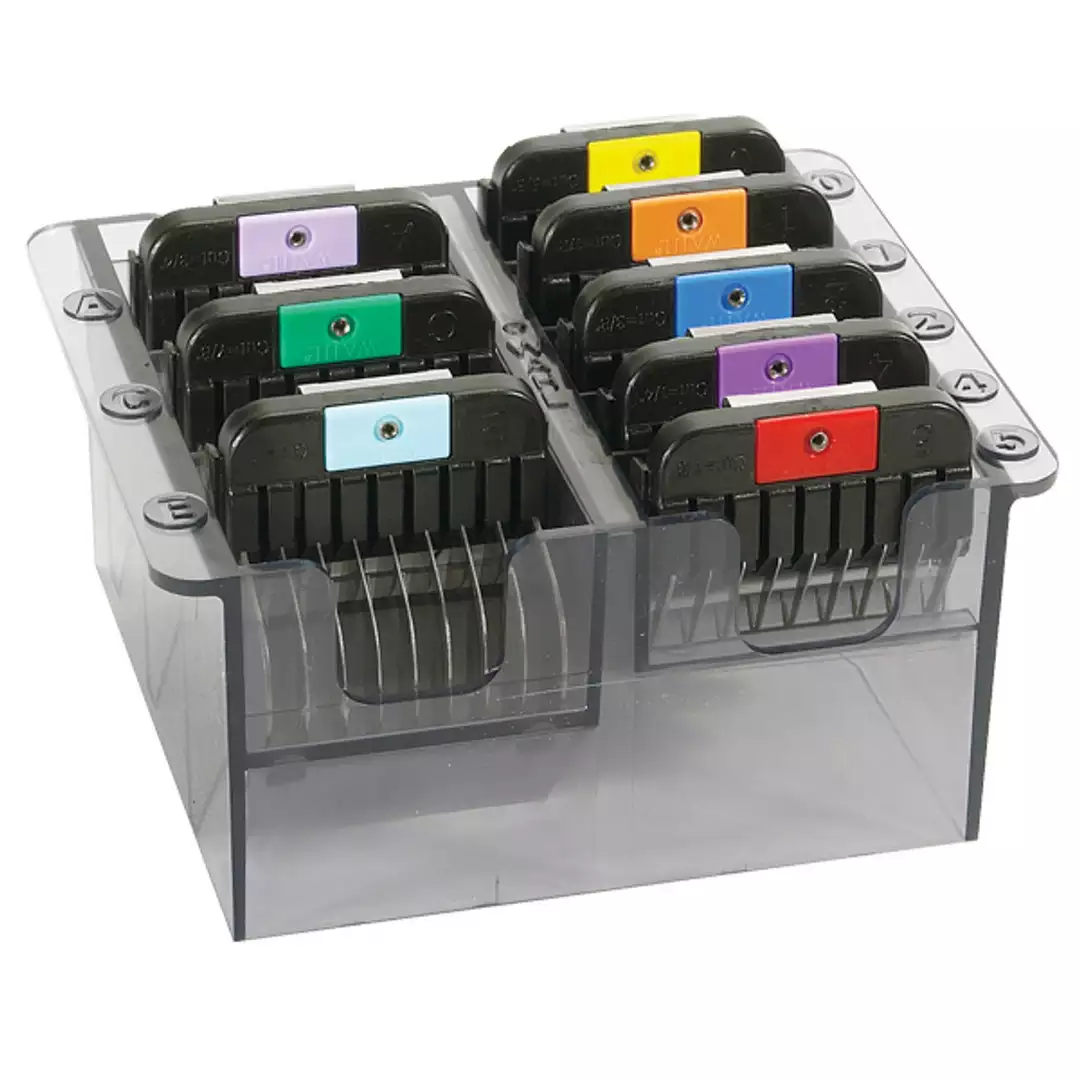 Wahl Attachment Guide Comb Kit 8 Pzas – Kit De Peines De Acero Inox Para Máquinas Profesionales De Hojillas Desmontable En Peluquería Canina